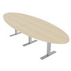 Skutchi Designs 10 Person Conference Table with Metal Bases, Modular Oval Meeting Table, 12Ft, Maple HAR-OVL-46X143-T-XD08